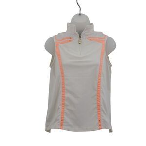 Jamie Sadock Sleeveless Golf Top Women's XS White Orange Pickleball